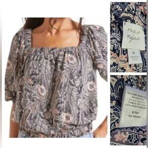 Roan+Ryan Paisley The Shoulder Top Womens M Boho Spring Summer Evereve